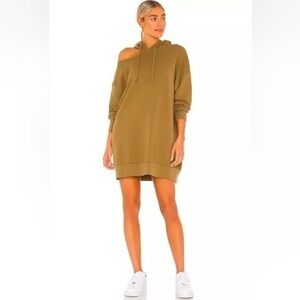 LNA x REVOLVE Women's Lion Hoodie Sweatshirt Dress in Olive Khaki Size SMALL
